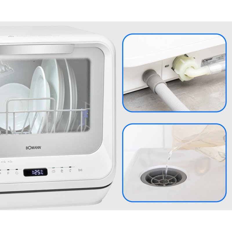 BOMANN mini-vaatwasser TSG 5704, wit, 6 programma's, LED-display